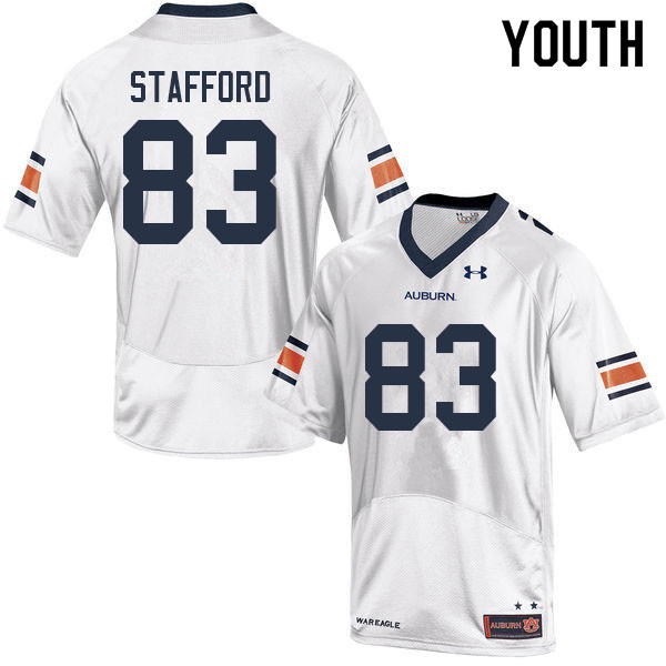 Youth Auburn Tigers #83 Colby Stafford White 2022 College Stitched Football Jersey